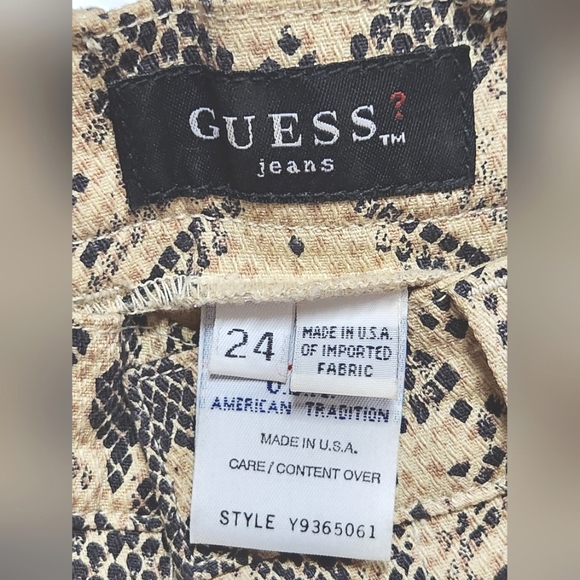 Guess Jeans Beige/Black Snake Print Stretch Jeans Pants 24 - Picture 8 of 8
